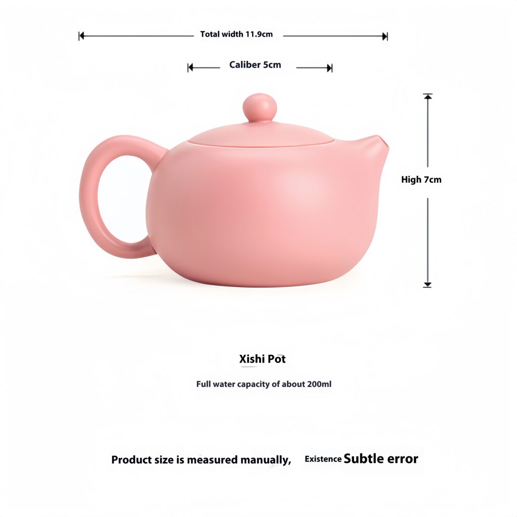 Handmade mineral powder purple clay teapot, ceramic Xishi teapot 12 Teapot: Width 11.9cm, Height 7cm, Capacity 200ml