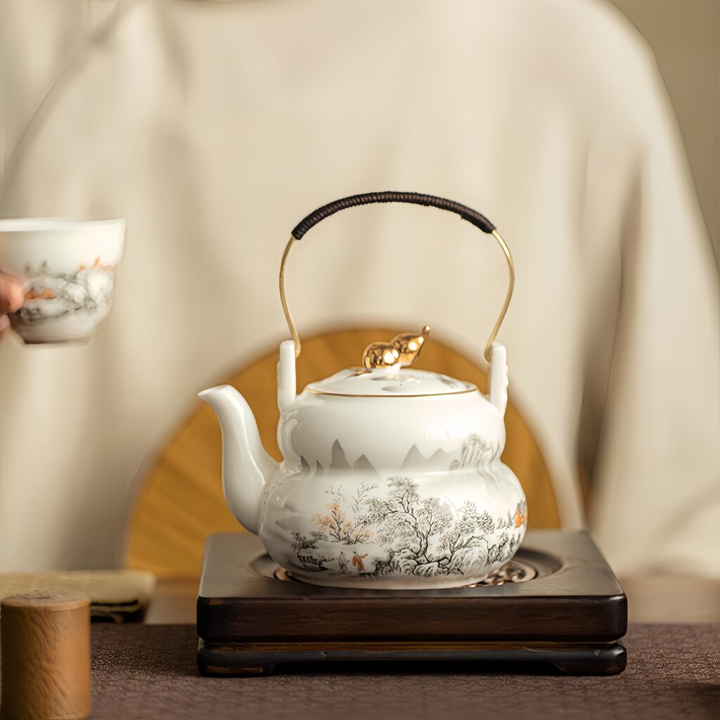 Sheep fat jade porcelain single pot teapot, tea pot, lifting beam pot