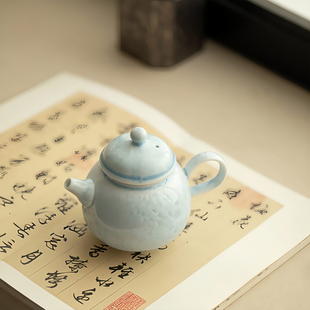 Ceramic tea set with kiln transformed crystalline glaze, ice cracks, high aesthetic value, tea pot, Kung Fu tea set