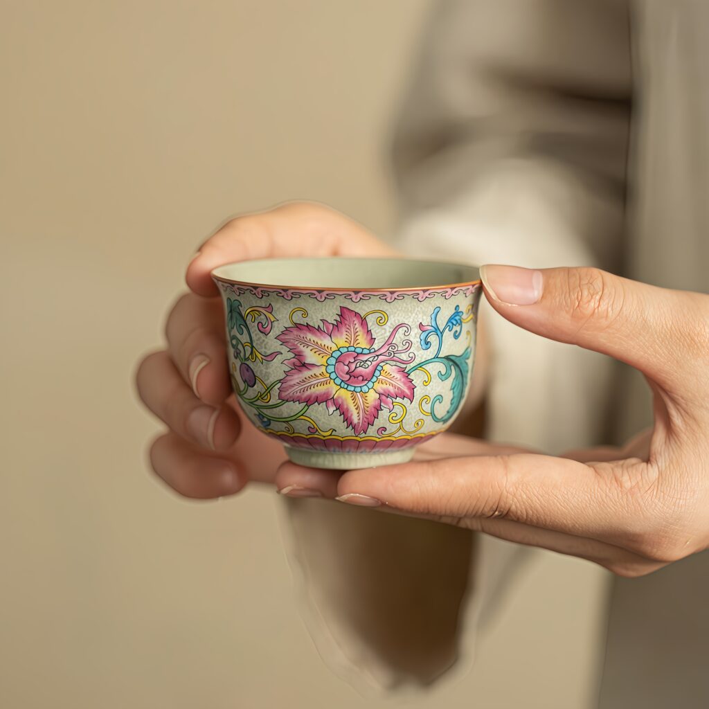 Wanhua retro tea cup, master cup, enamel colored tea cup, palace style tea cup, ceramic kung fu tea set