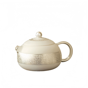 Gilded Silver Hundred Blessings - White Porcelain Xishi Pot