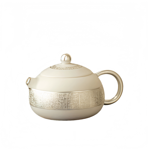 Gilded Silver Hundred Blessings - White Porcelain Xishi Pot