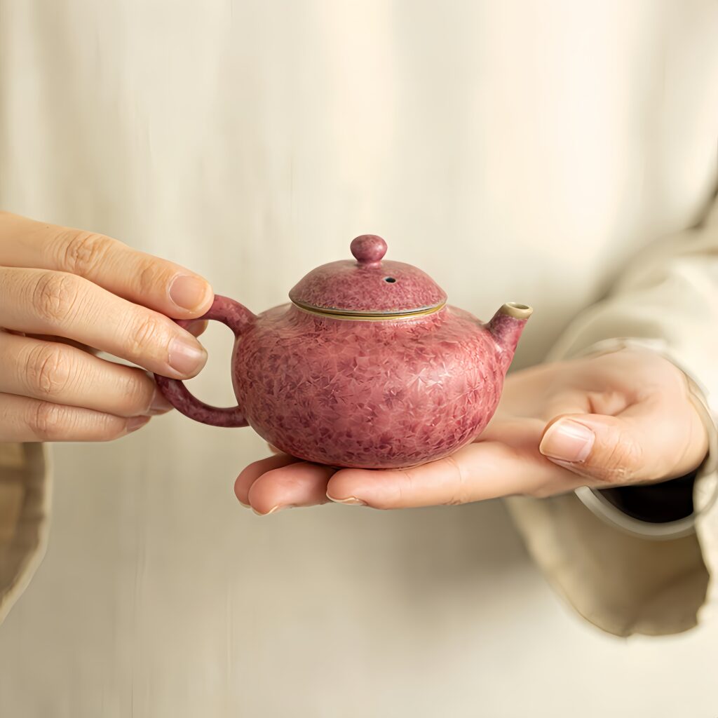 Crystalline glaze kiln turned purple Jun Wanhua tea pot, ceramic tea set, tea maker, stuffy tea pot, household kung fu tea set