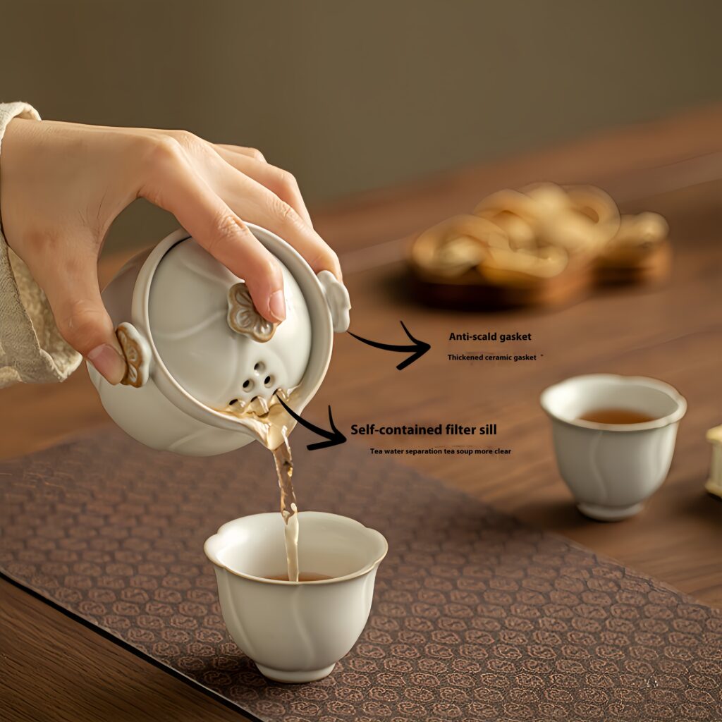 Ru Kiln Handmade Flower Maker Quick Travel Tea Set Ceramic Travel Portable Outdoor Office Kung Fu Tea Set