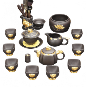Golden Lotus Purple Clay Health Tea Set