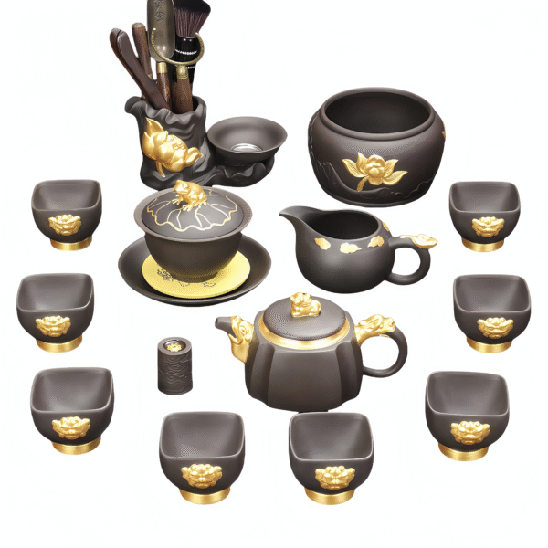 Golden Lotus Purple Clay Health Tea Set