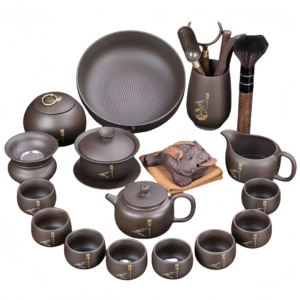 High-End Zen Gold-Painted Purple Sand Kung Fu Tea Set