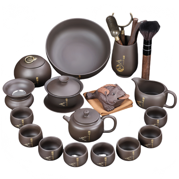 High-End Zen Gold-Painted Purple Sand Kung Fu Tea Set