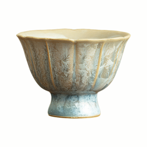 Crystal Glazed Small Flower Mouth Cup (Blue)