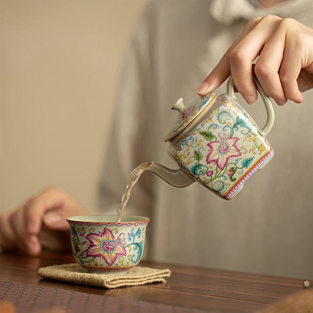 Wanhua retro tea cup, master cup, enamel colored tea cup, palace style tea cup, ceramic kung fu tea set