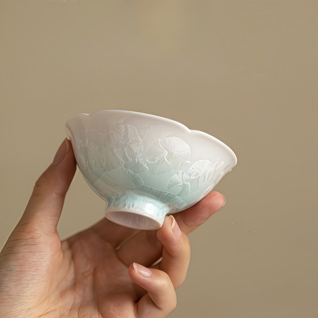 Ceramic tea set with kiln transformed crystal glaze, master cup, tea tasting cup, ice flower flower mouth, bamboo hat cup, household kung fu tea set