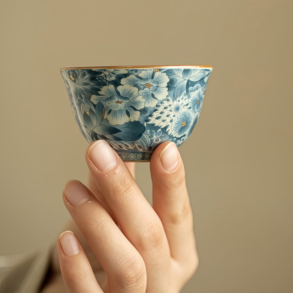 Handmade Blue and White Wanhua Tea Cup Ceramic Tea Set Rock Tea Cup Tasting Cup Home Kung Fu Tea Set
