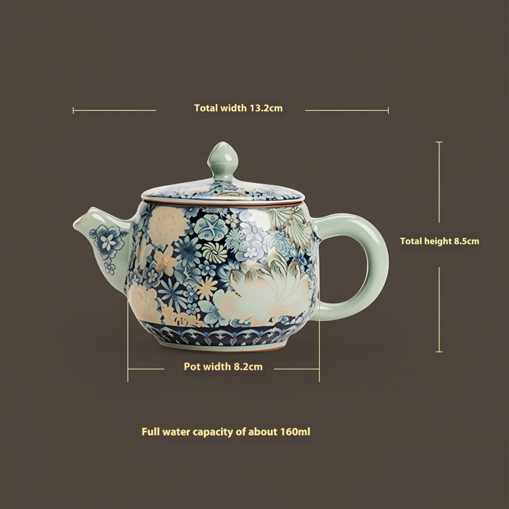 Specifications: The width of the pot is about 13.2cm, the height is about 8.5cm, and the full water capacity of the pot is about 160ml