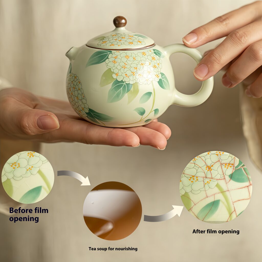 Imitation Song Ru kiln embroidered ball flower pufferfish pot