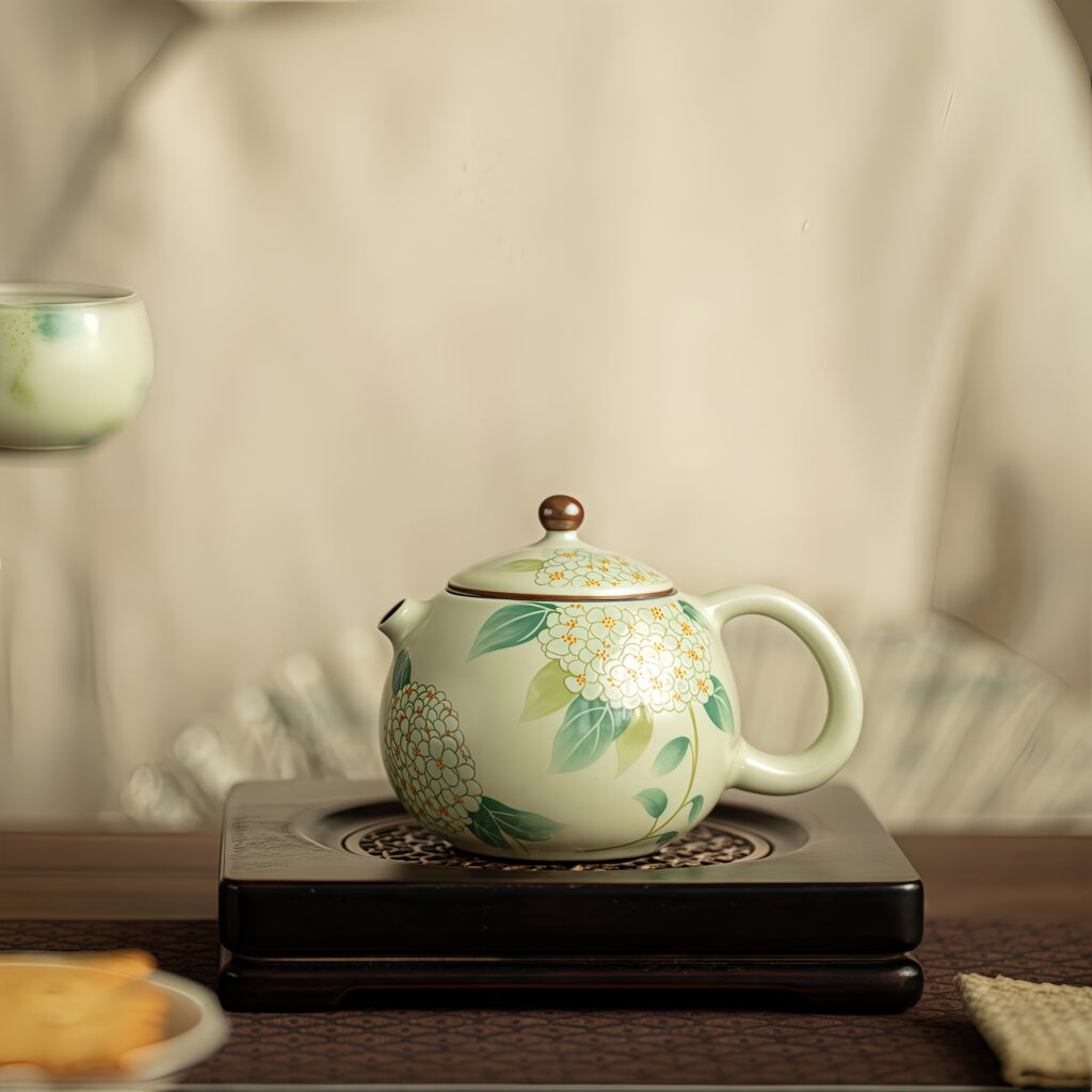 Imitation Song Ru kiln embroidered ball flower pufferfish pot