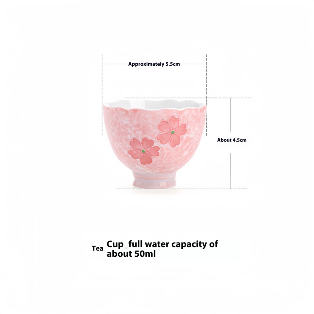 Product specifications: diameter approximately 5.5x height approximately 4.5cm, full water capacity approximately 50ml