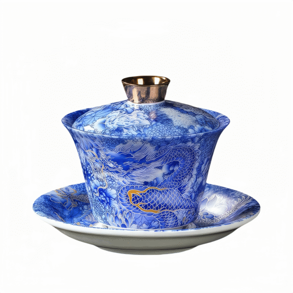 Filigree silver dragon hovering and rotating three-color covered bowl