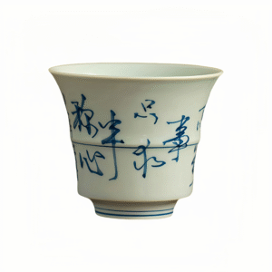 Hand drawn Ruyi Bamboo Knot Cup with Ancient Green Glaze