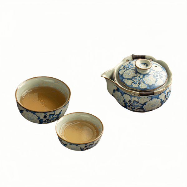 Imitation Song Ru Kiln Yuan Blue and White Vase Quick Traveler Tea Set