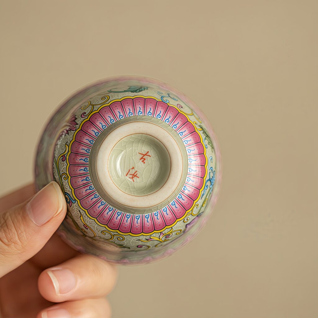 Wanhua retro tea cup, master cup, enamel colored tea cup, palace style tea cup, ceramic kung fu tea set