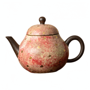 Rock and Mineral Colored Pottery Pear Teapot Colorful Red Teapot