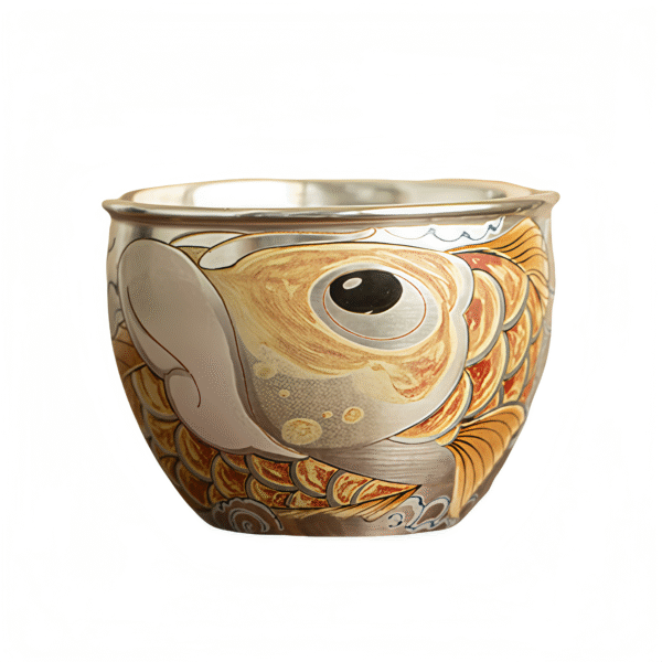 Porcelain body gilded silver - Xianglong Nafu jar cup