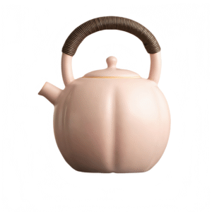 Soda Glazed Pink Porcelain Handle Pumpkin Pot