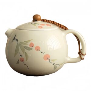 Hand drawn glazed teapot, ceramic Xishi teapot