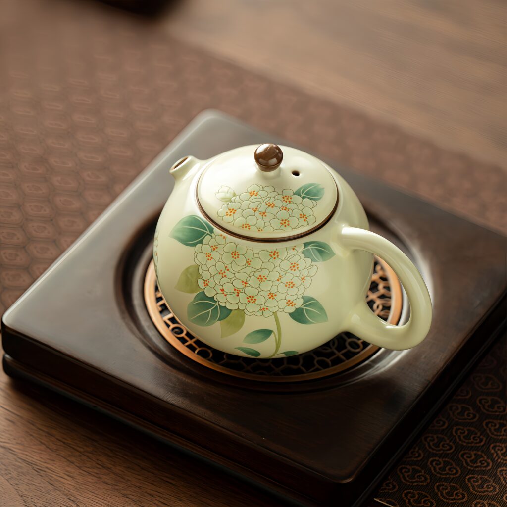 Imitation Song Ru kiln embroidered ball flower pufferfish pot