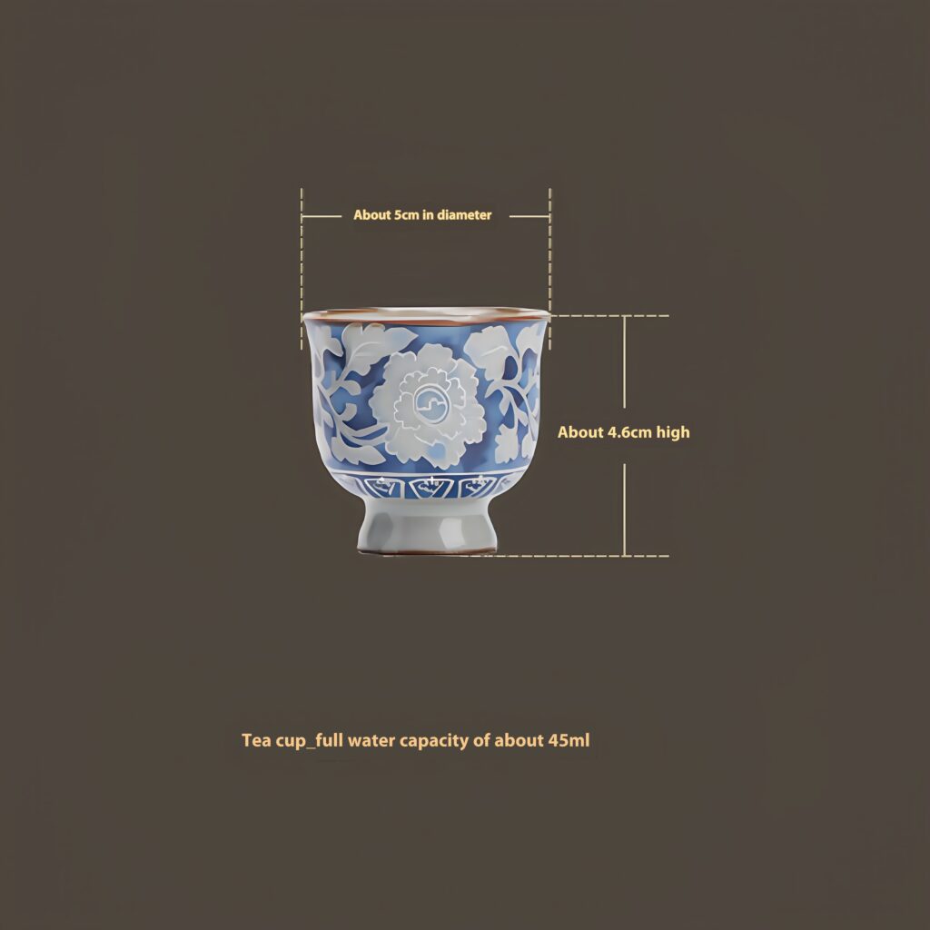 Imitation Song Ru Kiln - Yuan Blue and White High footed Tea Cup 11 Product specifications: diameter 5x height 4.6cm, full water capacity of approximately 45ml