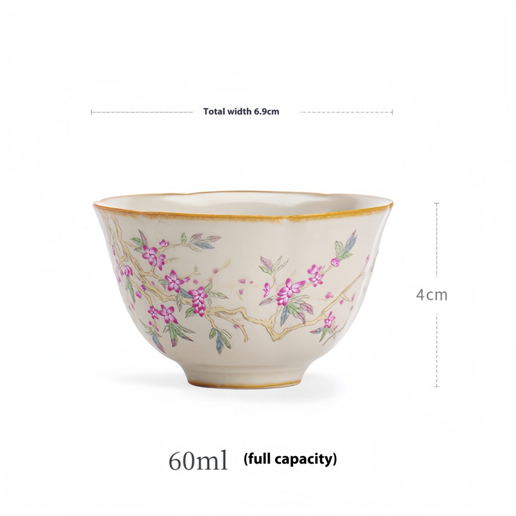 Peach branch powder tea cup 10 Width 6.9cm, height 4cm, full capacity approximately 60ml