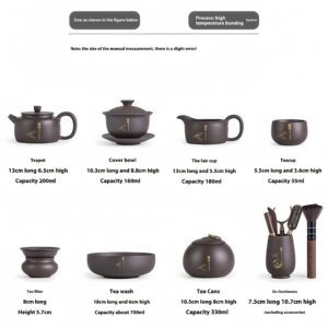 High-end Zen gold-painted purple sand Kung Fu tea set pure handmade teapot home living room gift teacup tea set 16 pieces gift box