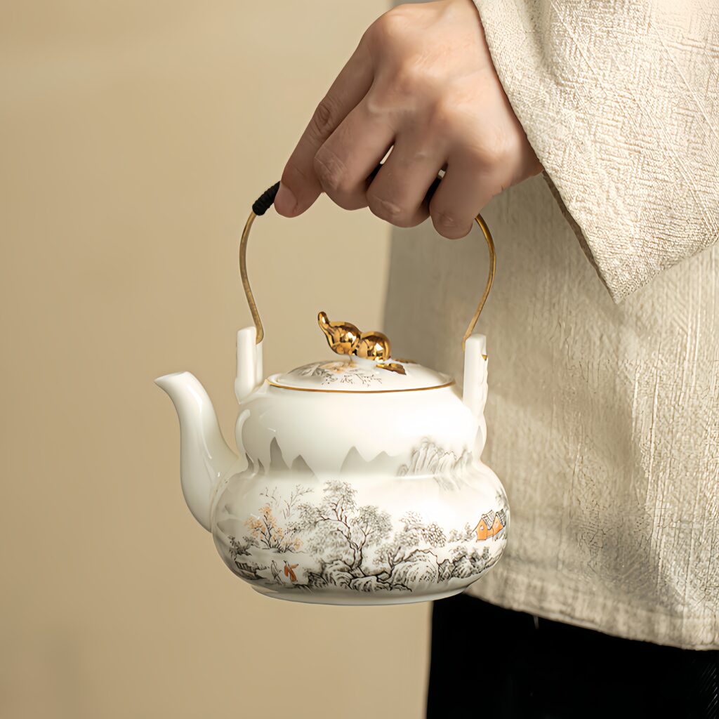 Sheep fat jade porcelain single pot teapot, tea pot, lifting beam pot