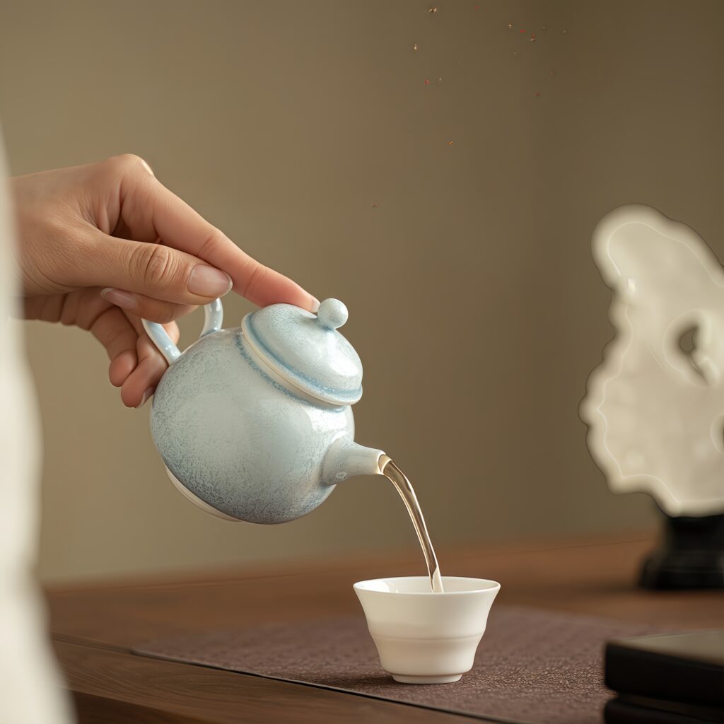 Ceramic tea set with kiln transformed crystalline glaze, ice cracks, high aesthetic value, tea pot, Kung Fu tea set