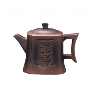 Purple pottery auspicious square teapot