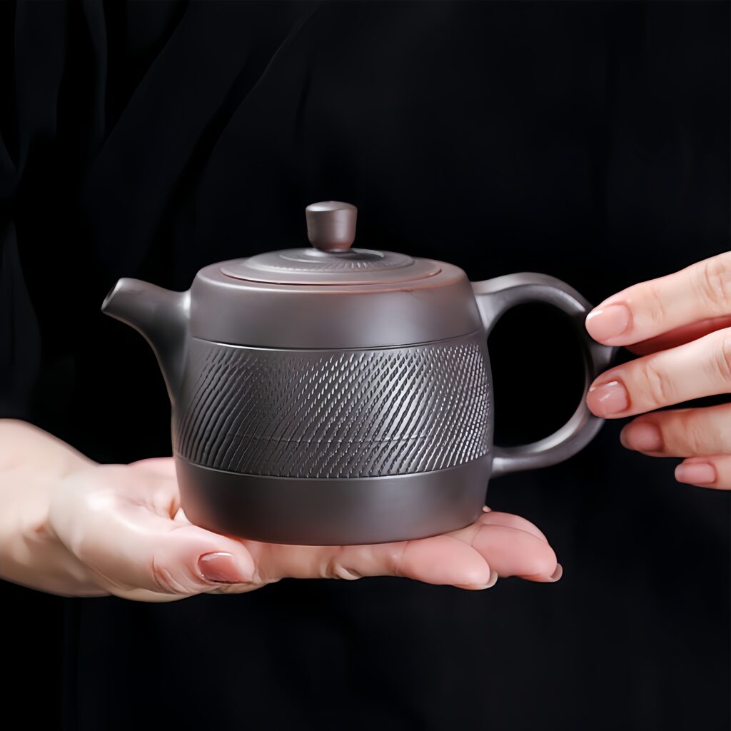 Purple pottery all handmade jumping knife pattern Fengming well railing pot, household kung fu tea set, single retro pot, large tea pot