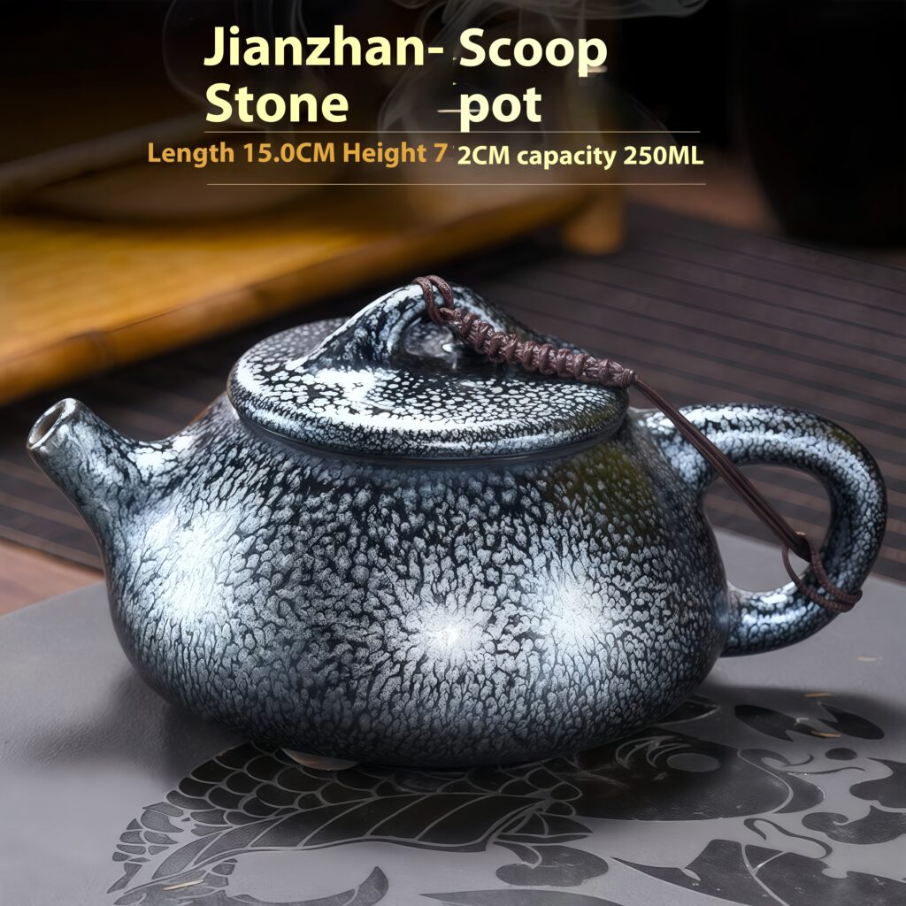 Vintage Hundred Flowers Broken Water Pot Jianyang Jianzhan Teapot Tea Set Pure Handmade Household Ceramic Teapot Bubble Teapot Iron Tire Large