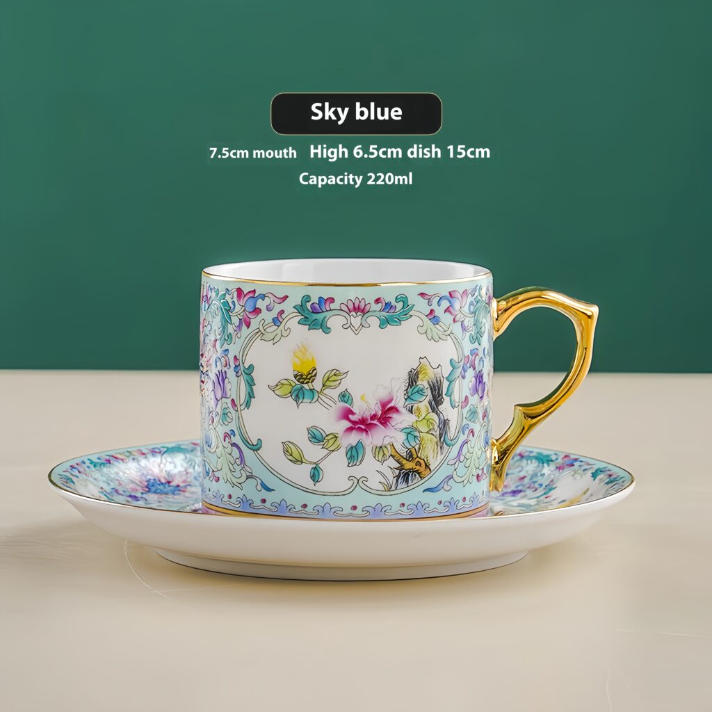 Luxury palace style gold border enamel window flower and bird coffee cup with plate 10 O1CN01eSHNFC2IuWaEgI2sL 2542769346 0 cib