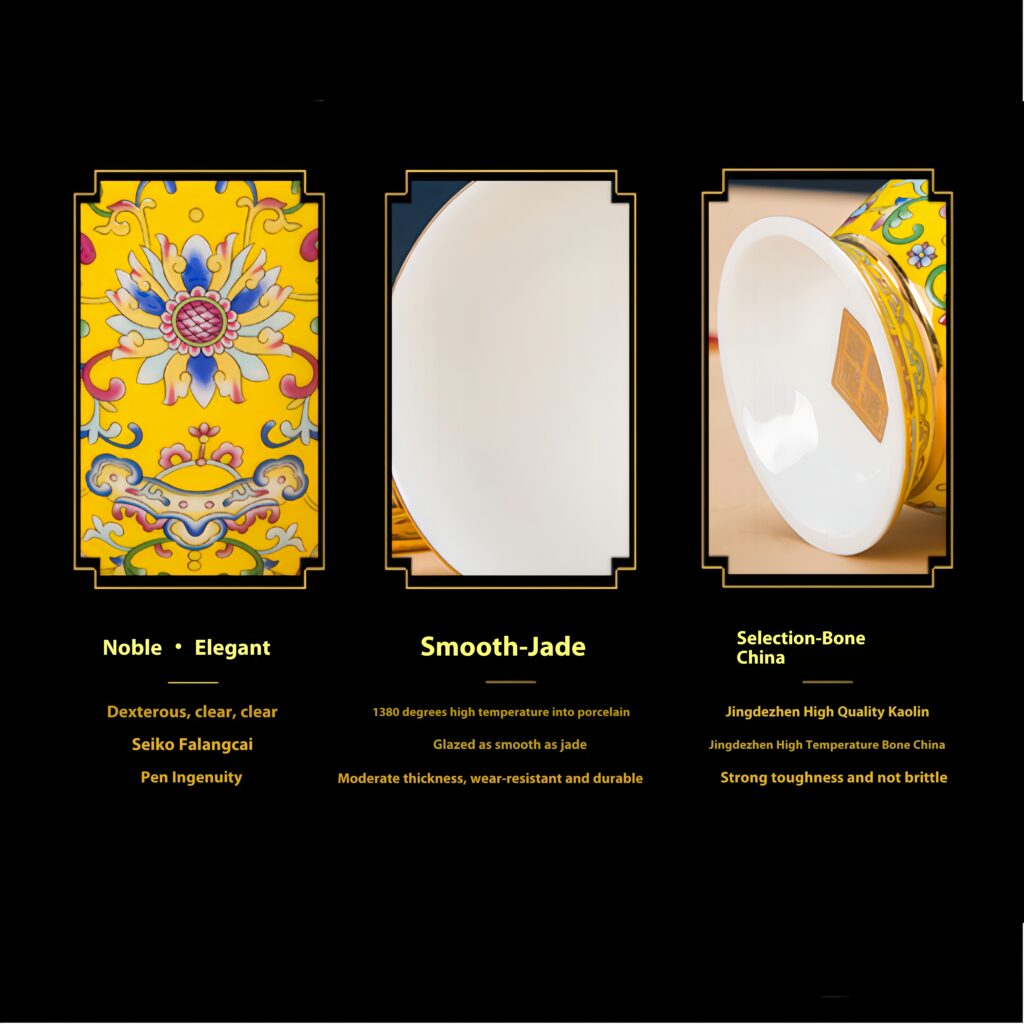 Enamel coffee cup Jingdezhen gold border entwined lotus high foot mug Chinese office cup bone china water cup coffee cup dish