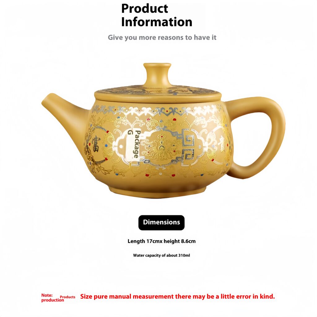 High end golden section clay purple clay phoenix singing teapot handmade Dunhuang famous enamel colored teapot handmade purple clay Han tile teapot